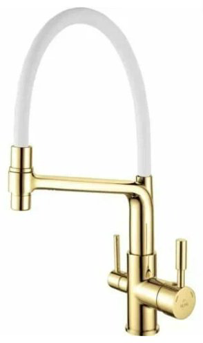 Смеситель с гибким изливом Rose R658E, латунь, цвет белый, золотой купить,NaN
