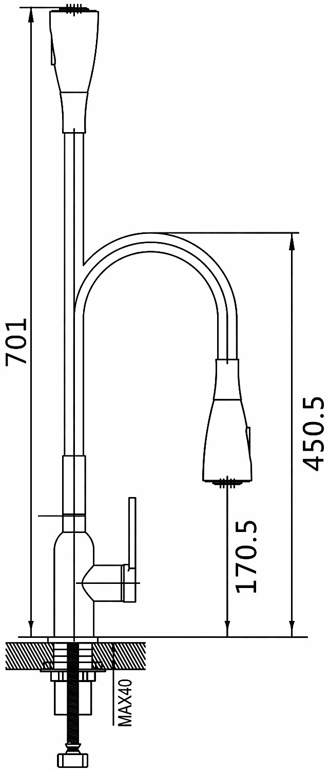 Смеситель с гибким изливом Shevanik S843T-3, латунь, цвет графит купить,NaN