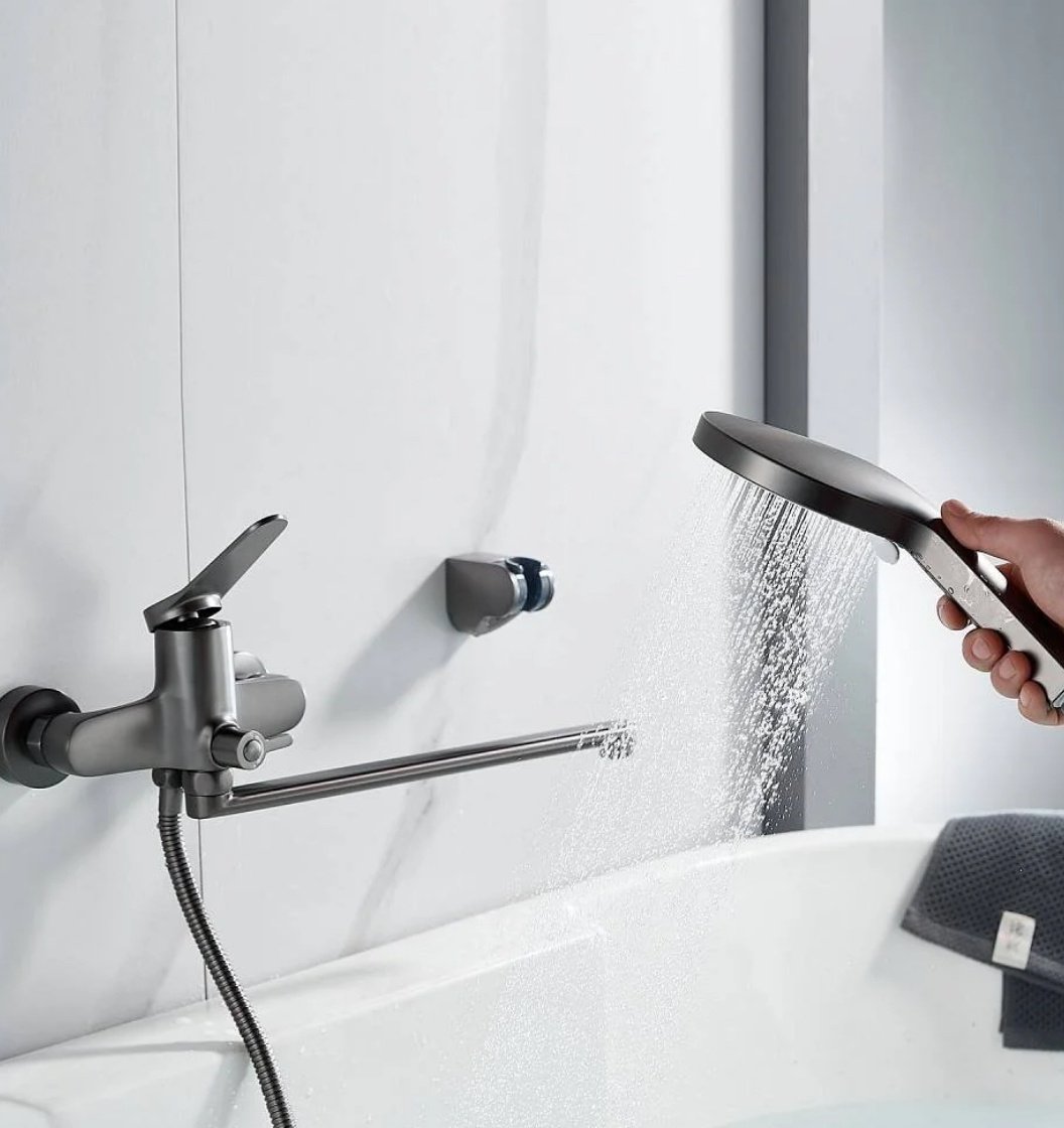 Смеситель для ванны Shevanik S6222T, латунь, цвет серый купить,NaN