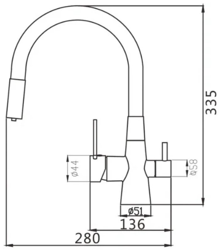 Смеситель с гибким изливом Shevanik S668E, латунь, цвет белый, золотой купить,NaN
