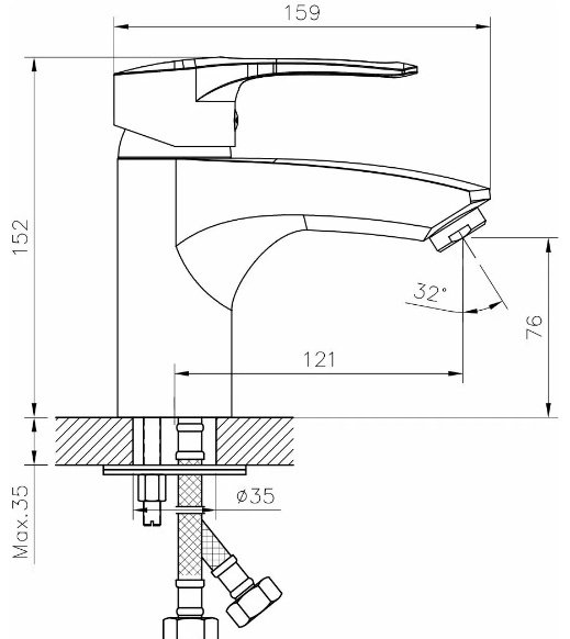 Смеситель для раковины (умывальника) DecoRoom DR70015, однозахватный купить,52360