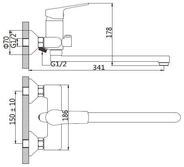Смеситель для ванны CETUS CSF2462163C-30F, латунь, цвет хром