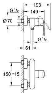 Смеситель для душа Grohe Eurostyle Cosmopolitan 33590002, однозахватный купить,NaN