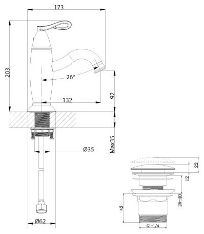 Смеситель для раковины (умывальника) Lemark Prime LM6106BRG, однозахватный купить,60480