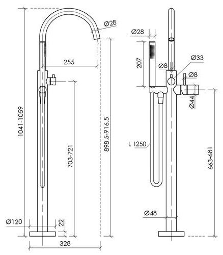 Смеситель для ванны Ceramicanova SC9009BG, латунь, цвет золотистый купить,1036989