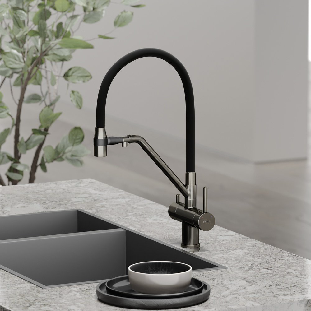Смеситель для кухни Sancos SC4003GG , латунь, цвет черный, стальной купить,312100
