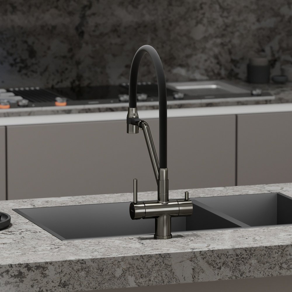 Смеситель для кухни Sancos SC4003GG , латунь, цвет черный, стальной купить,312100