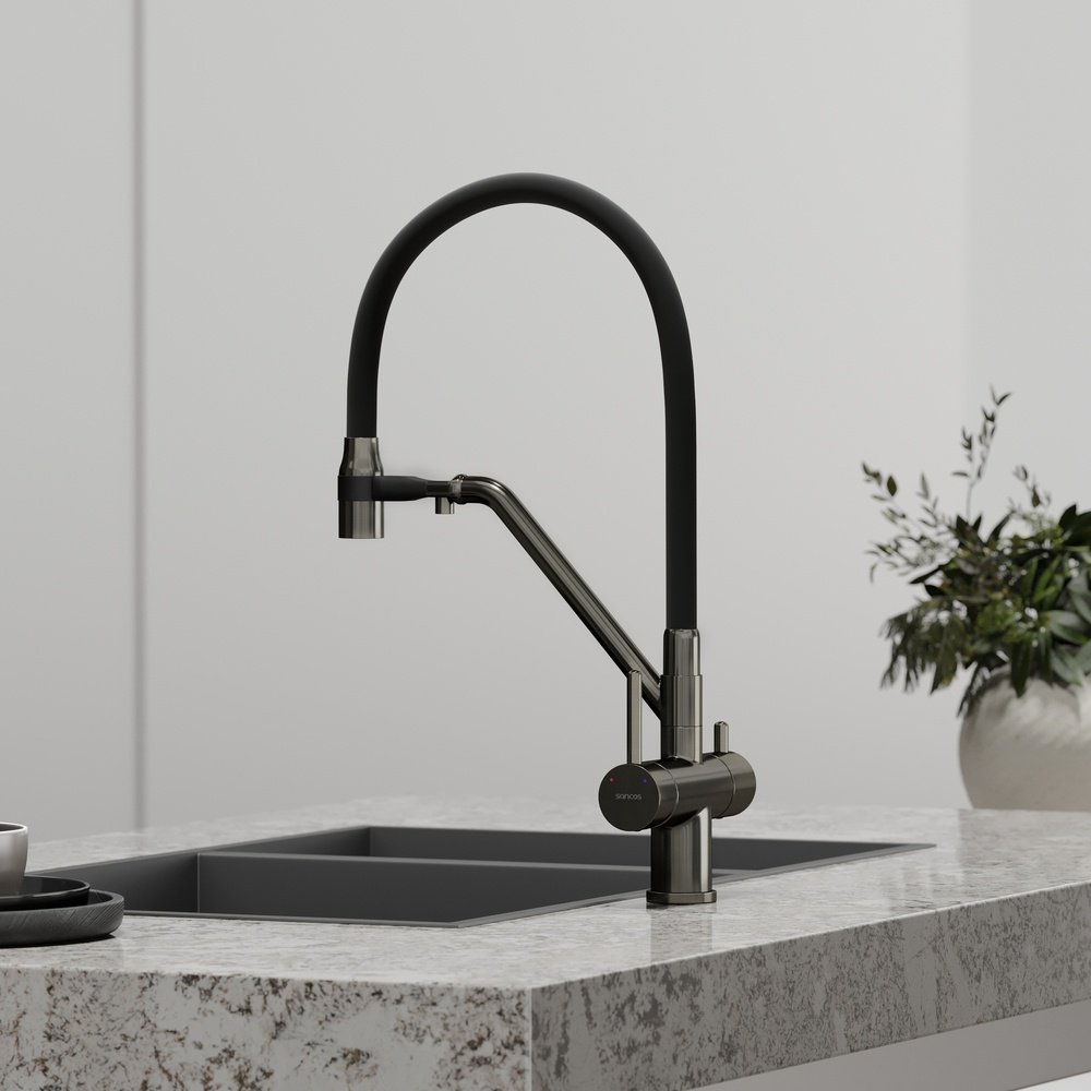 Смеситель для кухни Sancos SC4003GG , латунь, цвет черный, стальной купить,312100