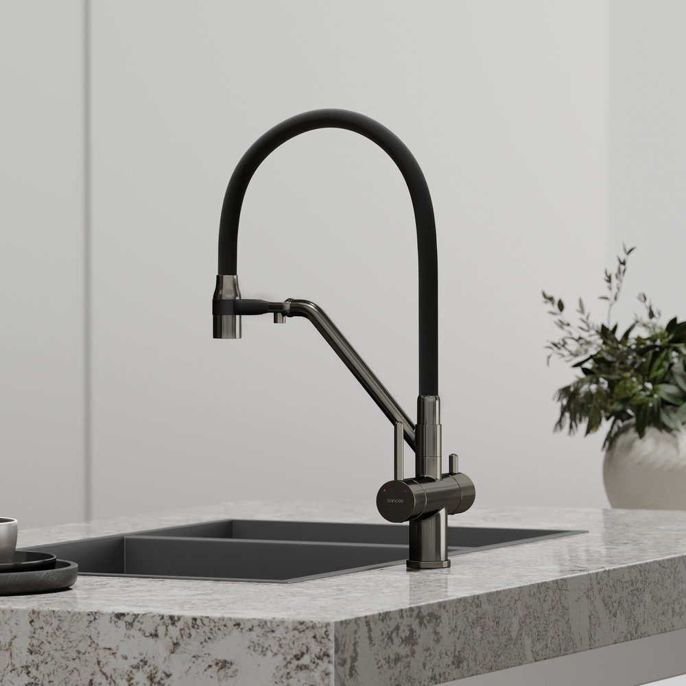 Смеситель для кухни Sancos SC4003GG , латунь, цвет черный, стальной купить,312100