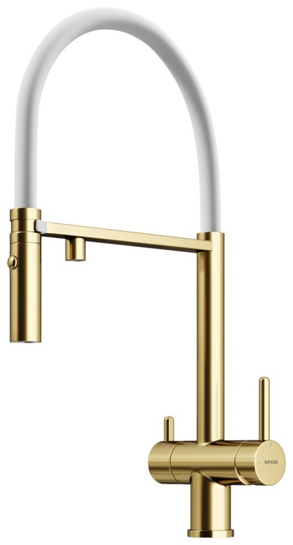 Смеситель для кухни Sancos SC4010BG, латунь, цвет белый, золотой