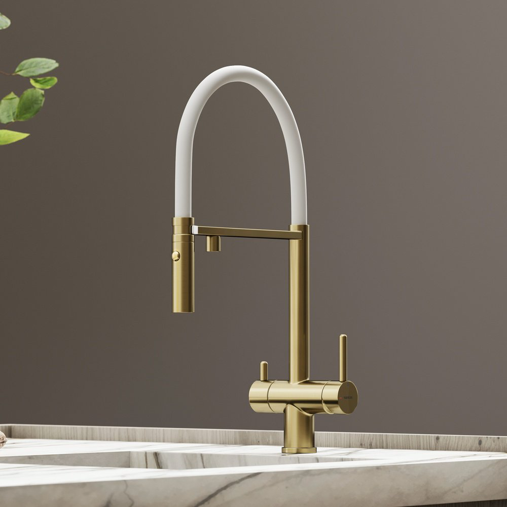 Смеситель для кухни Sancos SC4010BG, латунь, цвет белый, золотой - ForteMarket Смеситель для кухни Sancos SC4010BG, латунь, цвет белый, золотой купить,367652