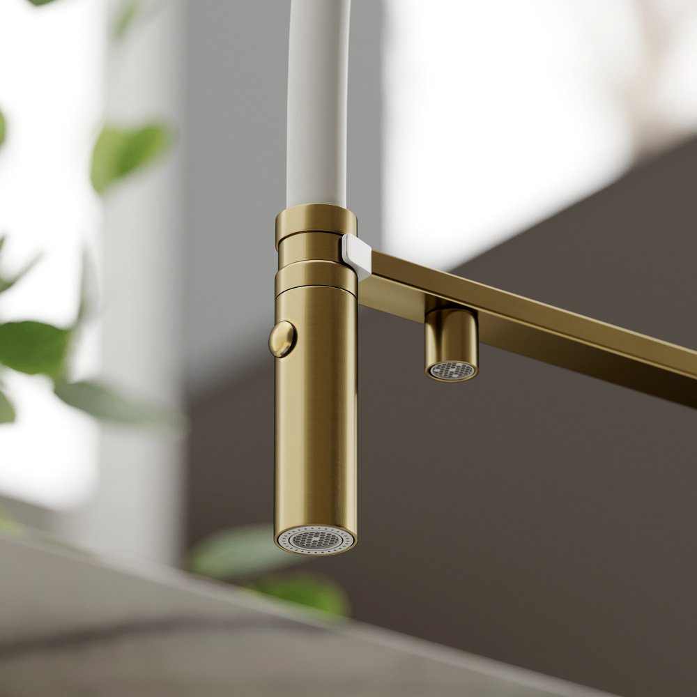 Смеситель для кухни Sancos SC4010BG, латунь, цвет белый, золотой - ForteMarket Смеситель для кухни Sancos SC4010BG, латунь, цвет белый, золотой купить,367652
