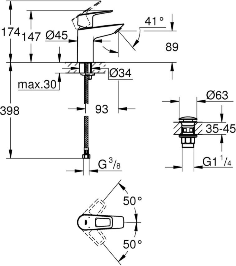 Смеситель для раковины (умывальника) Grohe BauLoop 23878001, однозахватный купить,NaN