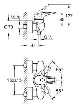 Смеситель для душа Grohe Eurostyle 33590LS3, однозахватный купить,101574