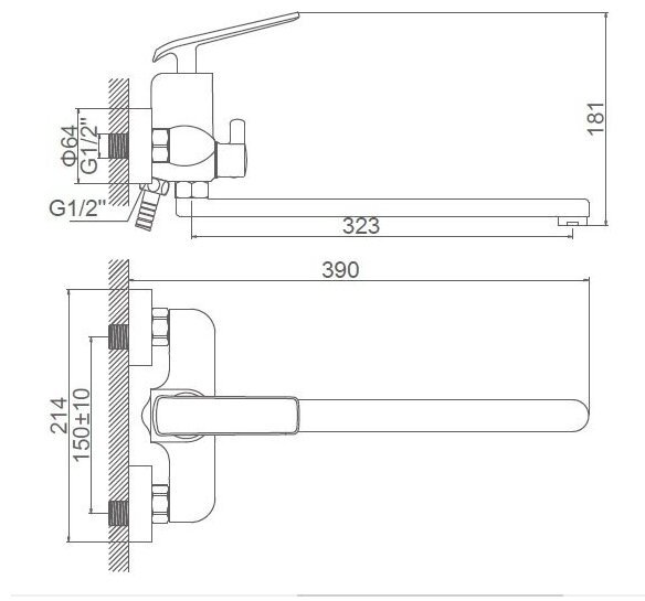 Смеситель для ванны Accoona 71123A, силумин, цвет хром купить,NaN