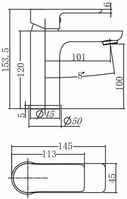 Смеситель для раковины (умывальника) Aquanet AF520-10СW, однозахватный купить,NaN
