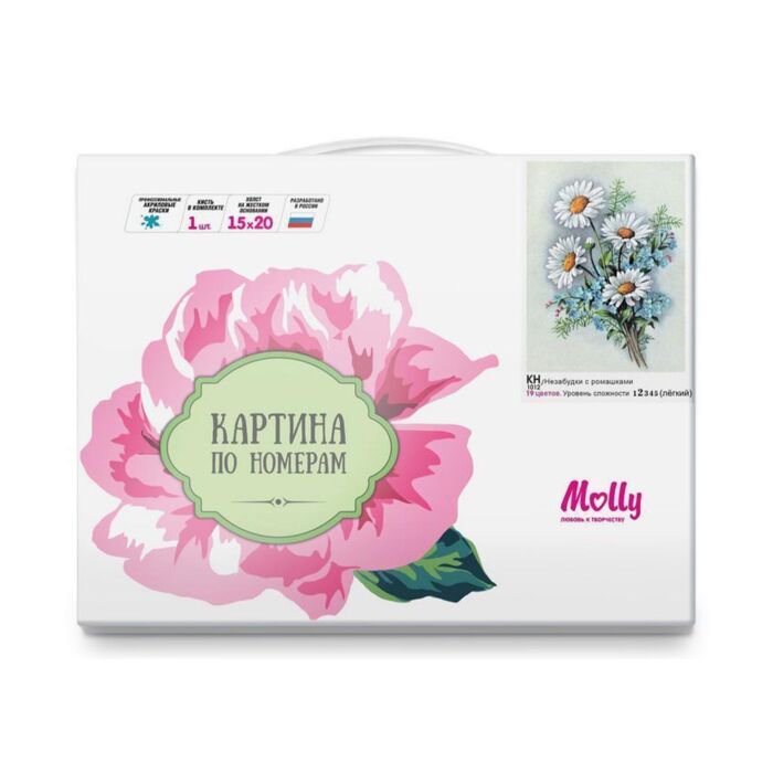 Картина по номерам  Molly Незабудки с ромашками 15х20 19 цветов купить,NaN