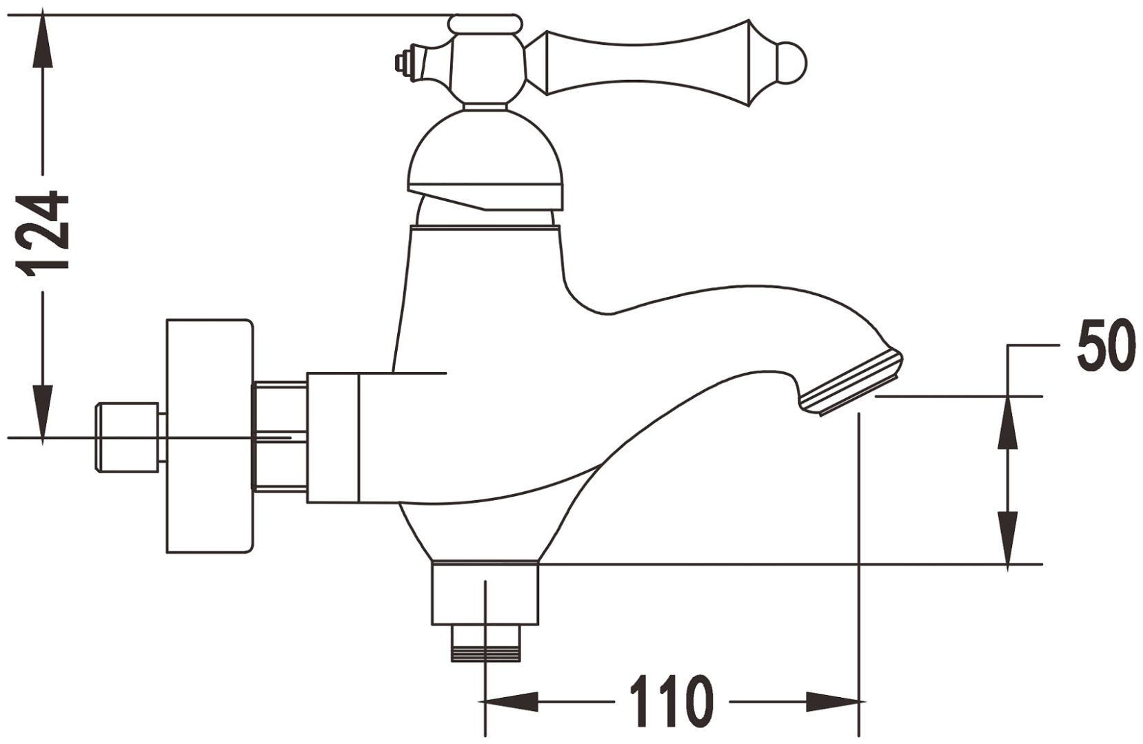 Смеситель для ванны Rose R0102Q, латунь, цвет бронзовый купить,NaN