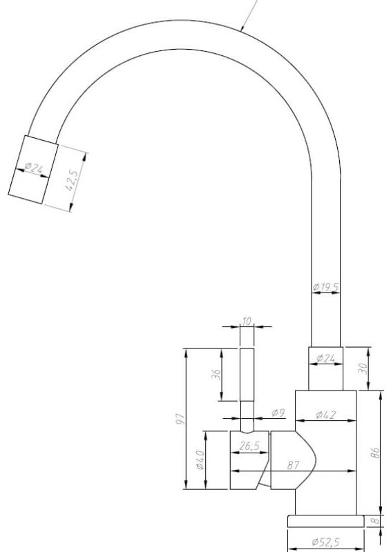 Смеситель с гибким изливом ESKO K44 B, латунь, цвет серебристый купить,48400