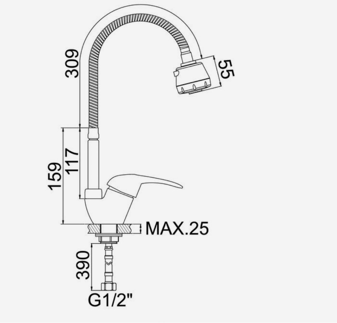 Смеситель с гибким изливом Accoona A4840, силумин, цвет хром купить,NaN