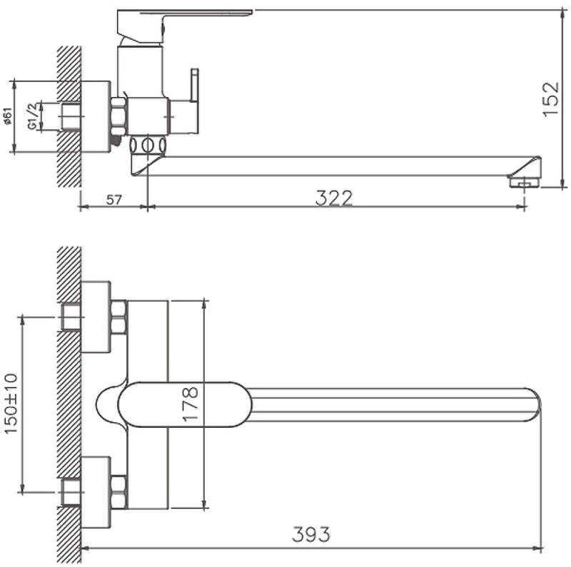 Смеситель для ванны Haiba HB22590-7, латунь, цвет черный купить,0