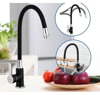 Смеситель с гибким изливом Frap F4042, латунь, цвет черный, хром купить,0