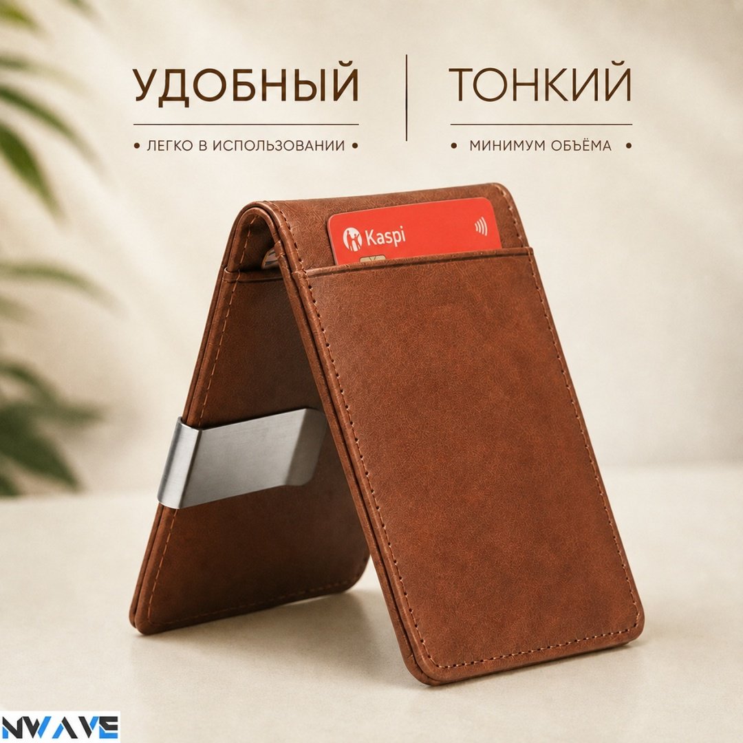 Зажим для купюр NWAVE искусственная кожа коричневый