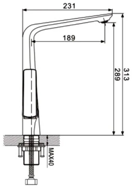 Смеситель для кухни Rose R1313H, латунь, цвет черный, хром купить,NaN