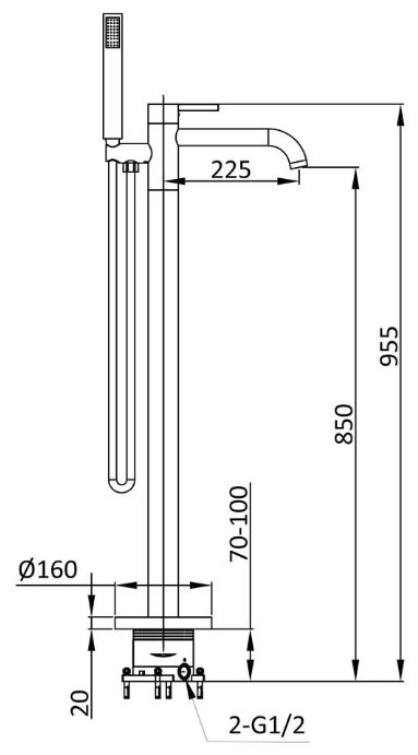 Смеситель для ванны Vincea VTF-1DBG, латунь, цвет золотой купить,0