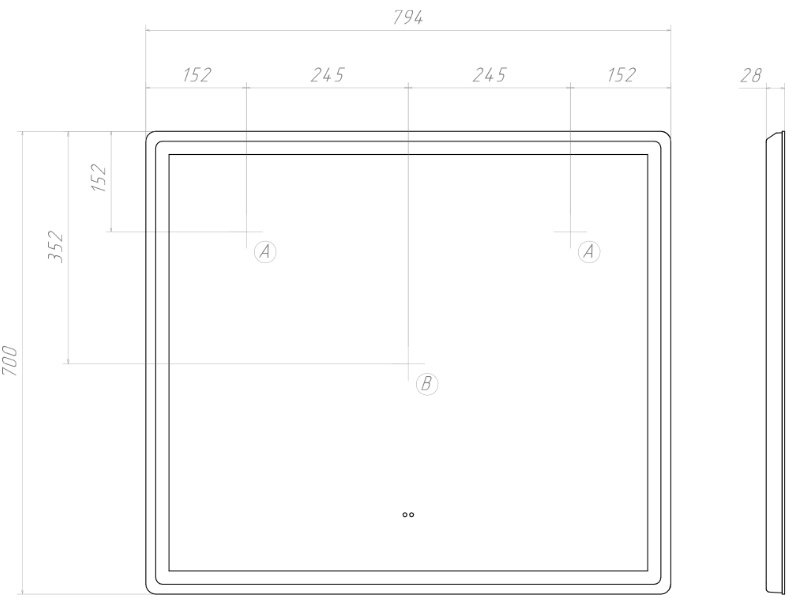 Зеркало настенное Vigo Geometry Comfort 80x70см купить,96012