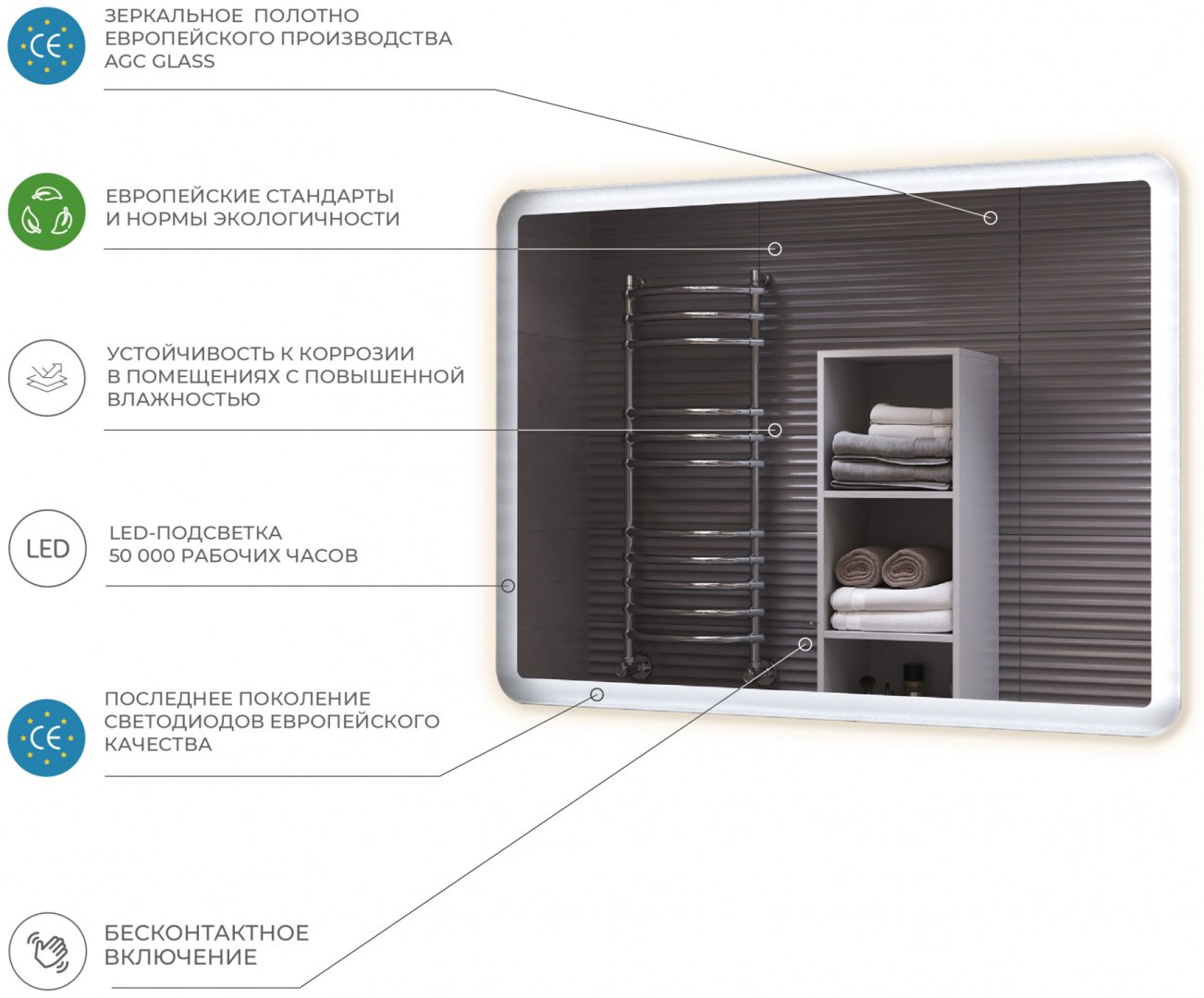 Зеркало настенное KABINKA.KZ 79.4x60 см купить,0