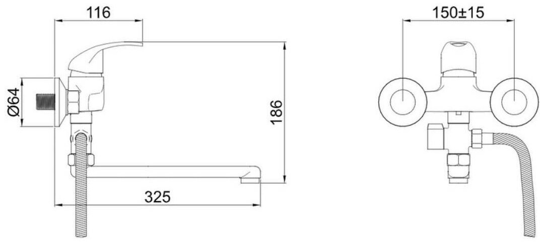 Смеситель для ванны Potato P21211, латунь, цвет хром купить,30400