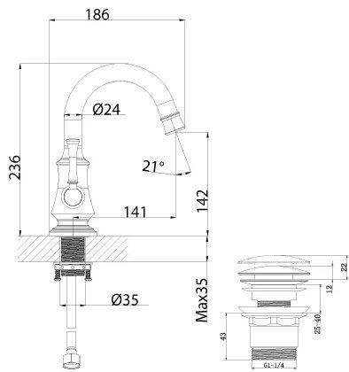 Смеситель для раковины (умывальника) Lemark Peretto LM6307RB, двухзахватный купить,65380