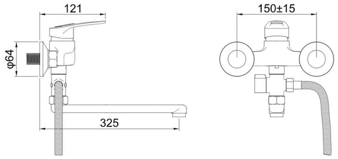 Смеситель для ванны Potato P21215, латунь, цвет хром купить,30400