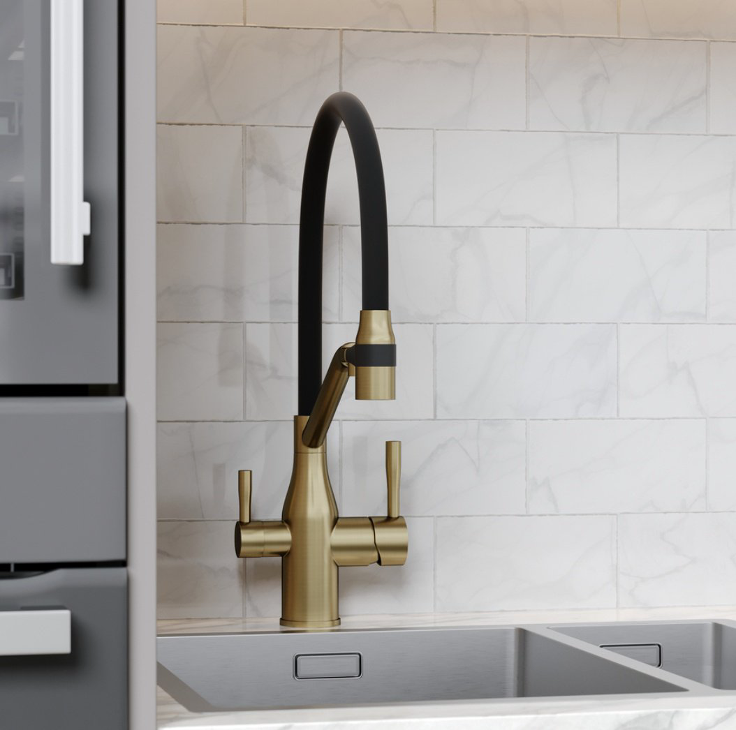 Смеситель для кухни SC4008BG, латунь, цвет золотой, черный - ForteMarket Смеситель для кухни SC4008BG, латунь, цвет золотой, черный купить,254900