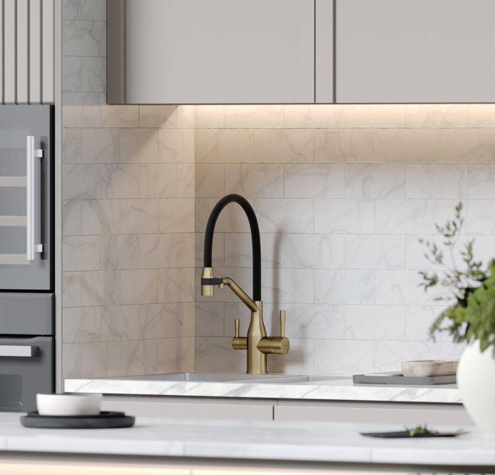 Смеситель для кухни SC4008BG, латунь, цвет золотой, черный купить,0