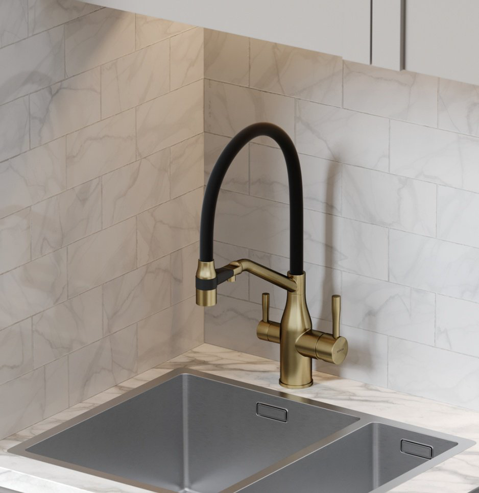 Смеситель для кухни SC4008BG, латунь, цвет золотой, черный - ForteMarket Смеситель для кухни SC4008BG, латунь, цвет золотой, черный купить,254900
