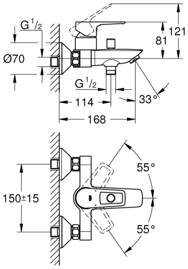 Смеситель для ванны Grohe 23602001 BauLoop, латунь, цвет хром купить,NaN