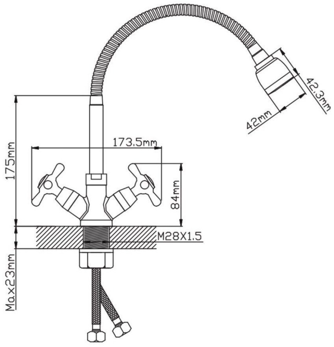 Смеситель с гибким изливом Potato P58301, латунь, цвет хром купить,30900