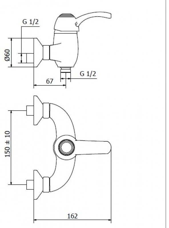 Смеситель для душа Teorema 9V200GG-002, однозахватный купить,59990
