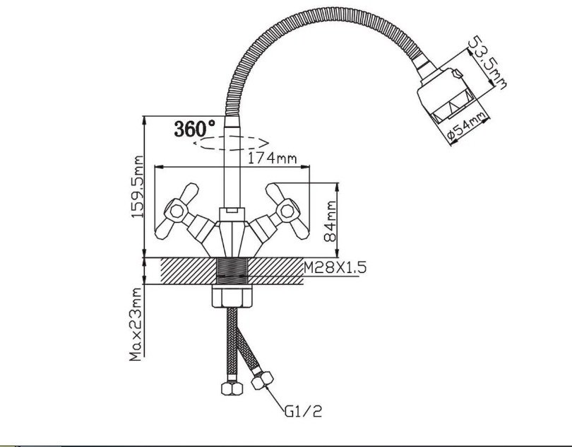 Смеситель с гибким изливом Potato P58302, латунь, цвет хром купить,0