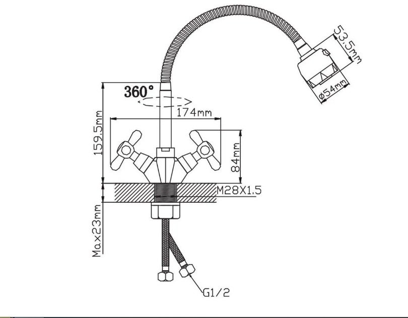 Смеситель с гибким изливом Potato P58302, латунь, цвет хром купить,30600