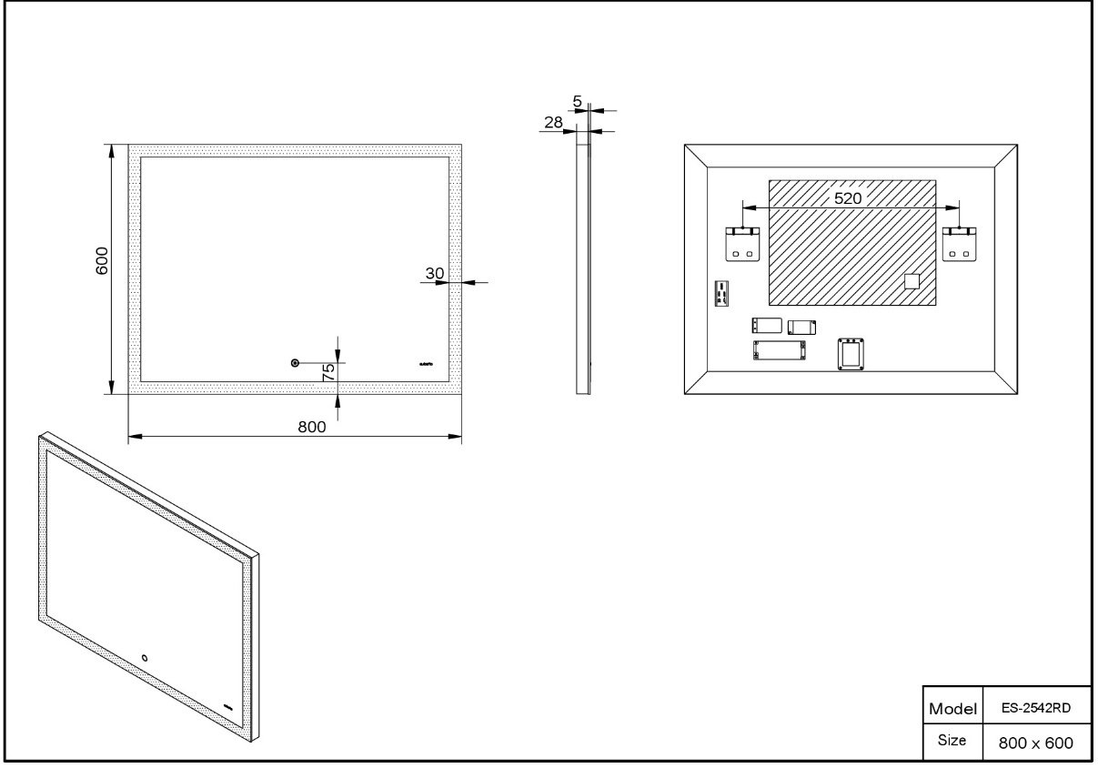 Зеркало настенное Kabinka.kz Esbano ES-2542 RD 80x60см купить,228800