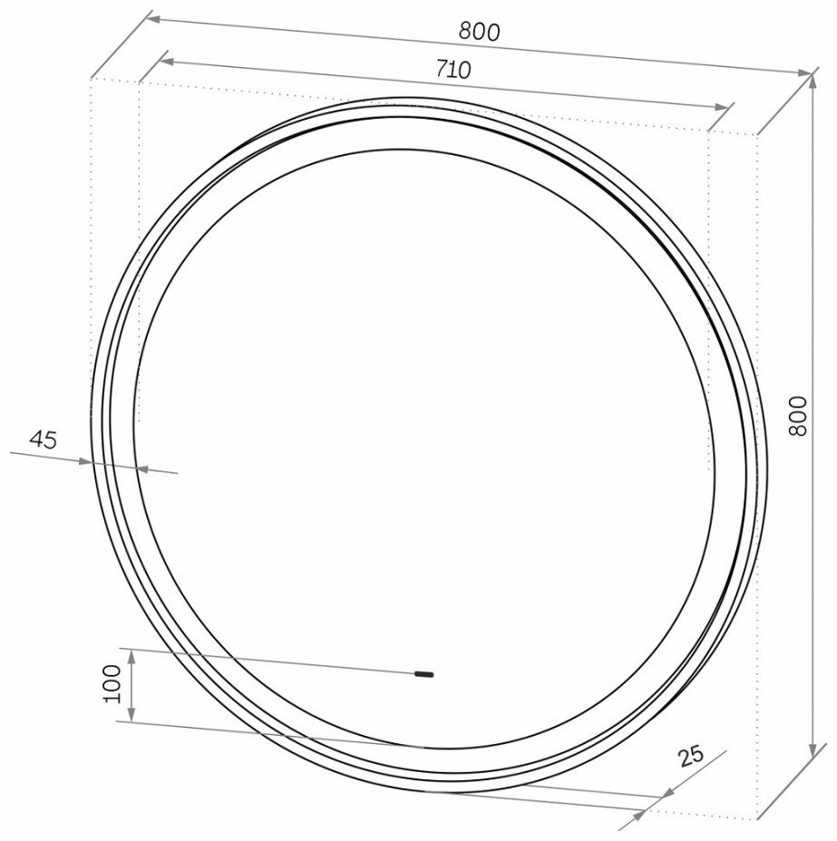 Зеркало настенное Континент Planet black LED 80x80см