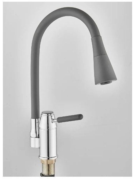 Смеситель с гибким изливом Potato P52233-10, цинк, цвет серый, хром