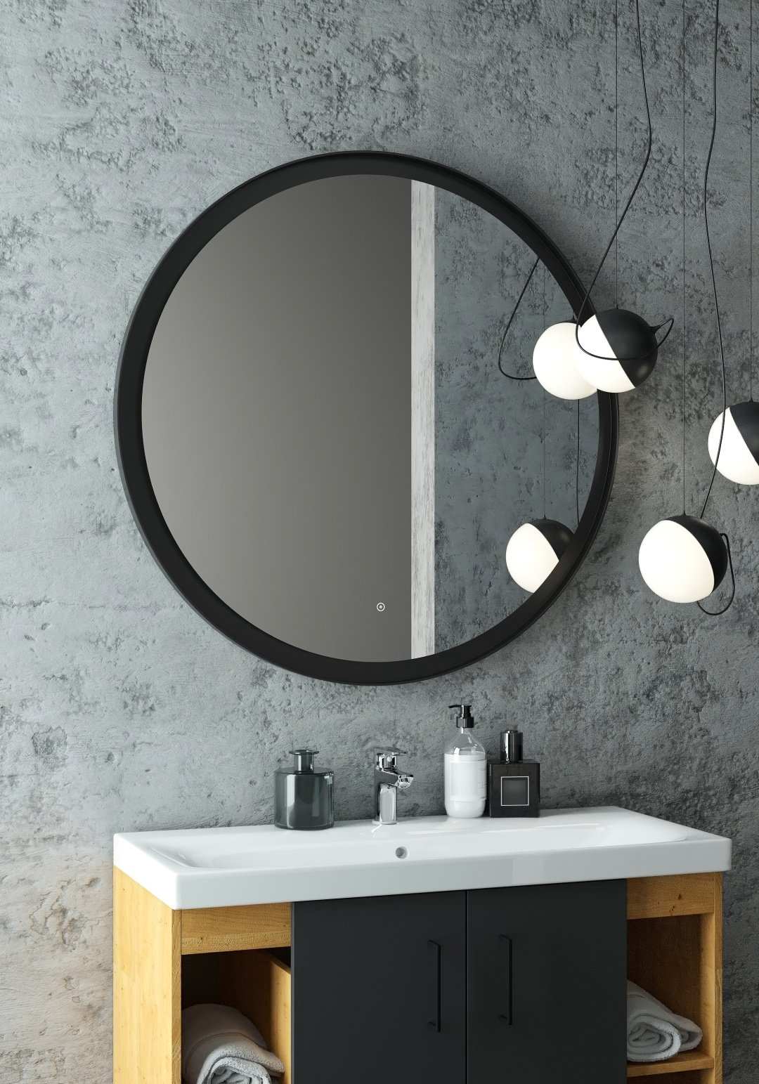 Зеркало настенное Planet Planet Black Led 70x70см купить,138206