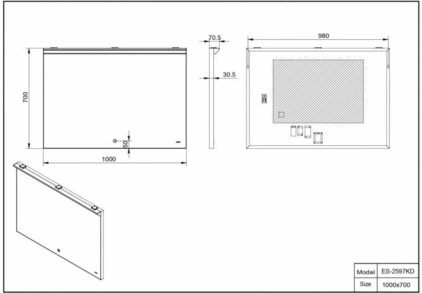 Зеркало настенное KABINKA.KZ 100x70 см - ForteMarket Зеркало настенное KABINKA.KZ 100x70 см купить,0