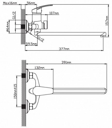 Смеситель для ванны Cronwil CP036-22, латунь, цвет хром купить,30900