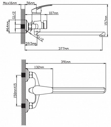 Смеситель для ванны Cronwil CP036-22, латунь, цвет хром купить,30900