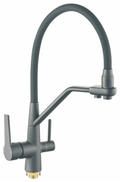 Смеситель с гибким изливом Rainsberg R603CY-2, латунь, цвет графит